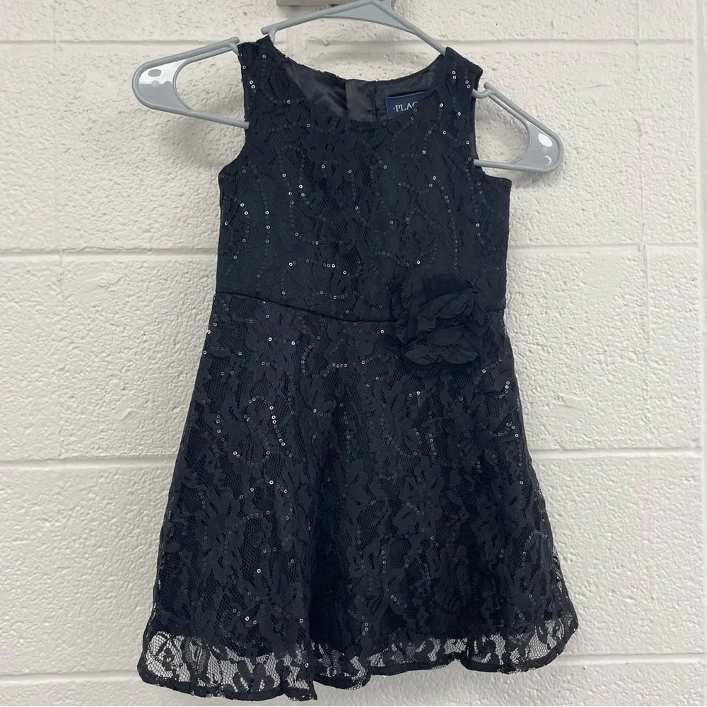 The Children's Place Black Lace Sequin Dress